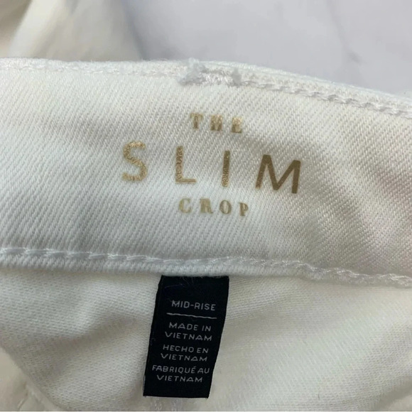 WHBM Jean Woman Size 2 White Slim Crop Mid Rise Pockets Tapered Stretch - Picture 8 of 13